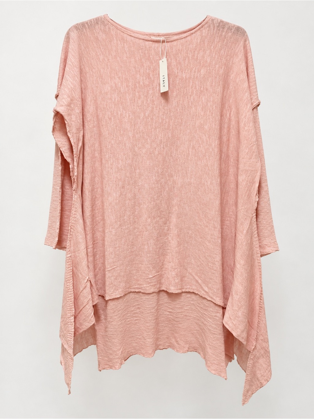 Relaxed Pink Women's Tunic with Raw-Edge Hem